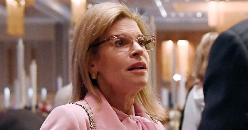 Republican Senate candidate Leora Levy talks to delegates at the State Republican Convention in Mashantucket, Connecticut, on May 7.