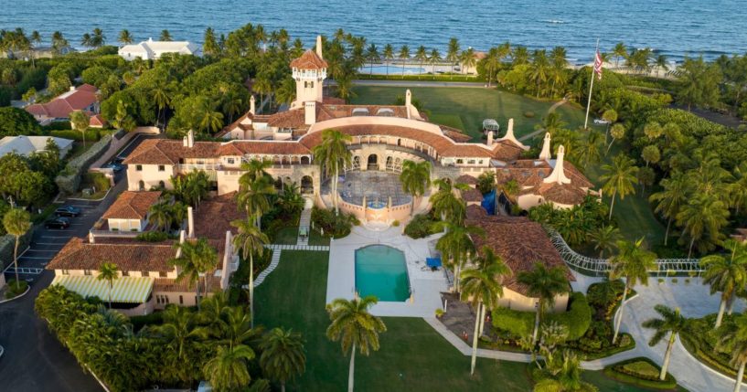 An aerial view of former President Donald Trump's Mar-a-Lago estate is seen on Aug. 10 in Palm Beach, Florida.