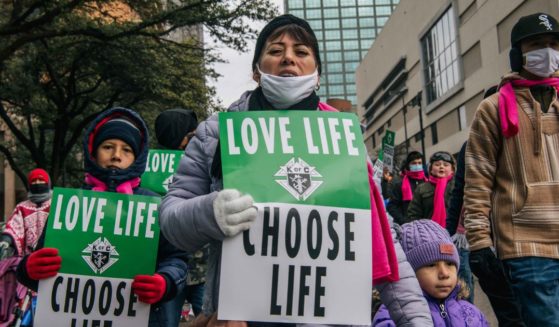 Pro-life demonstrators are seen marching in Dallas during the "Right To Life" rally on January 15.