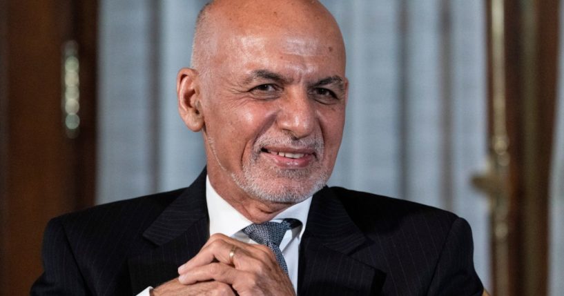 Afghan President Ashraf Ghani is seated after his meeting with President Joe Biden in Washington, on June 25, 2021.