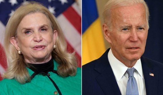 Democratic Rep. Carolyn Maloney, left, comments on if President Joe Biden, right, is running again.