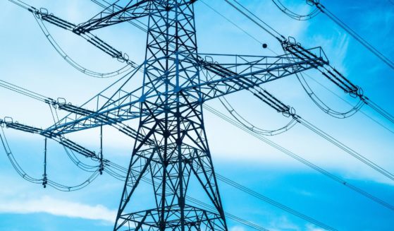 An electrical tower is seen in this stock image.