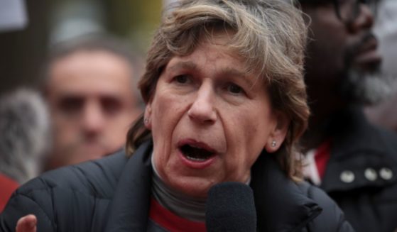 American Federation of Teachers (AFT) president Randi Weingarten visits with striking Chicago teachers at Oscar DePriest Elementary School on Oct. 22, 2019, in Chicago.