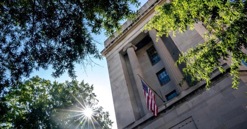 The Department of Justice building is seen in Washington, D.C., on Aug. 9.