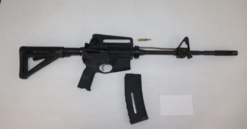 This image provided by the St. Louis Metropolitan Police Department shows an AR-15 style rifle used by the 19-year-old gunman who killed a teacher and a 15-year-old girl at a St. Louis high school on Monday.