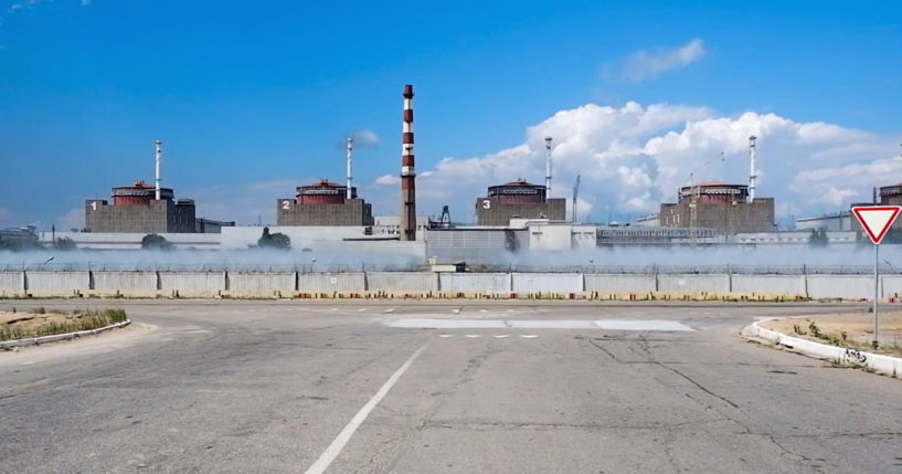 A general view of the Zaporizhzhia nuclear power station is seen in territory under Russian military control in southeastern Ukraine on Aug. 7.