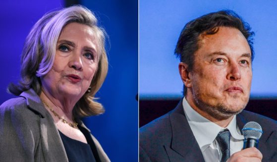 Elon Musk, right, took to Twitter to respond to Hillary Clinton's, left, claims on the platform that Paul Pelosi's attack on Friday was a result of Republican extremism.