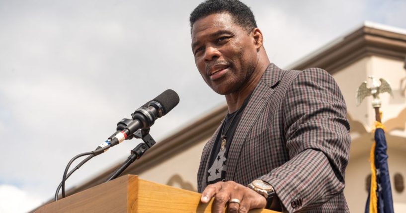 Republican Senate candidate Herschel Walker speaks at a campaign event on Sept. 9 in Gwinnett, Georgia.