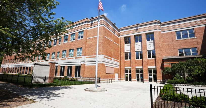 This school building is located in West Ridge, Chicago.