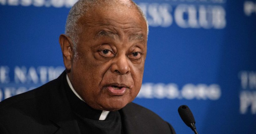 Cardinal Wilton Gregory addresses the National Press Club in Washington, D.C., on Sept. 8, 2021.