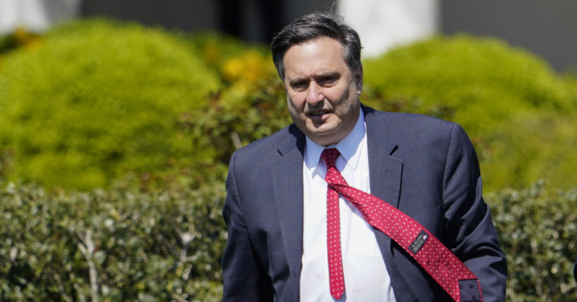 White house chief of staff Ron Klain walks to the South Lawn of the White House to attend an event in Washington, D.C., on April 8.