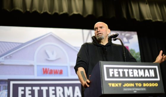 Democratic candidate for U.S. Senate John Fetterman holds a rally at Nether Providence Elementary School on Saturday in Wallingford, Pennsylvania.