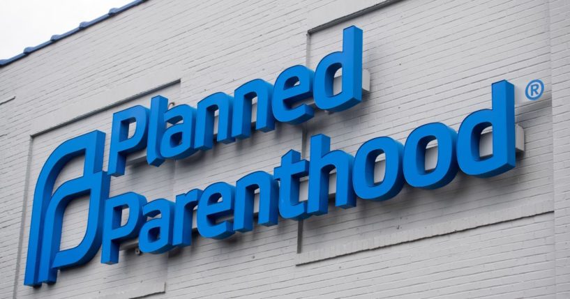 The logo of Planned Parenthood is seen outside the Planned Parenthood Reproductive Health Services Center in St. Louis on May 30, 2019.