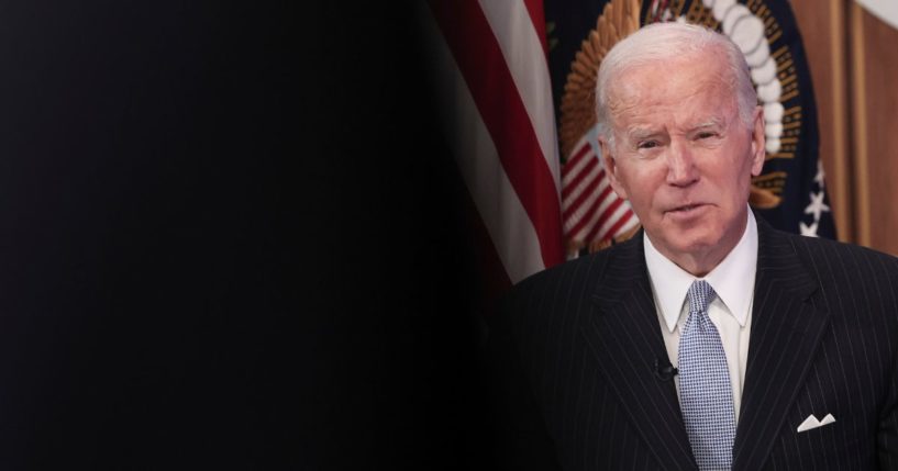 President Joe Biden speaks at the White House complex on Friday in Washington, D.C.