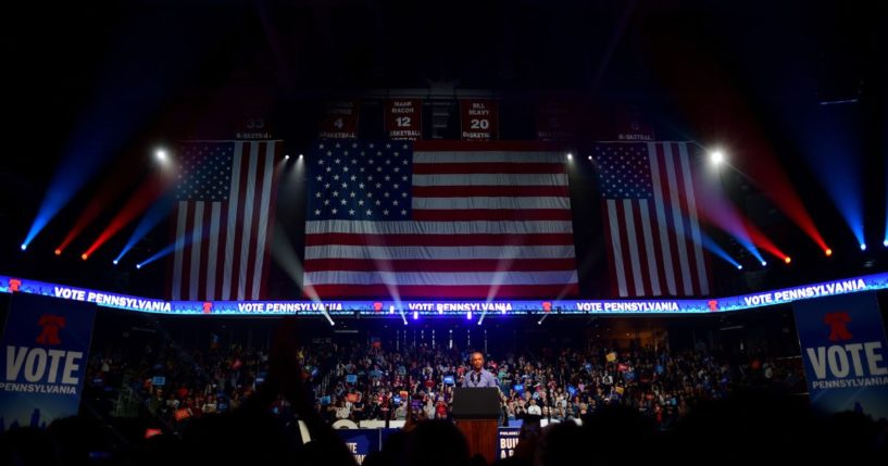 Former President Barack Obama speaks during a rally for Democratic Senate candidate John Fetterman on Saturday in Philadelphia.