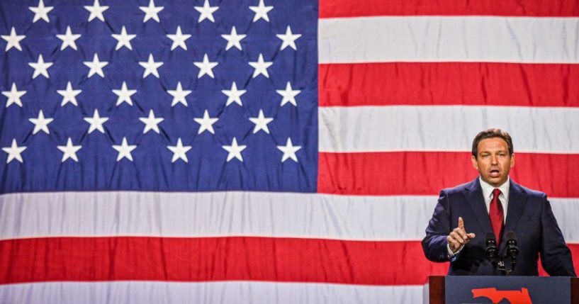 Gov. Ron DeSantis speaks in Tampa, Florida, on Tuesday.