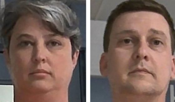 These booking photos of Diana, left, and Jonathan Toebbe, right, were released by the West Virginia Regional Jail and Correctional Facility Authority on Oct. 9, 2021.