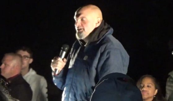 Pennsylvania Lt. Gov. John Fetterman speaking at Penn State University in State College, Pennsylvania.