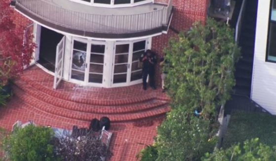 The above image is of the broken window at Nancy Pelosi's home.