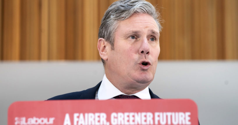 Labour Party leader Keir Starmer speaks during a Labour Party news conference to launch a report on constitutional change and political reform in Leeds, England, on Monday.