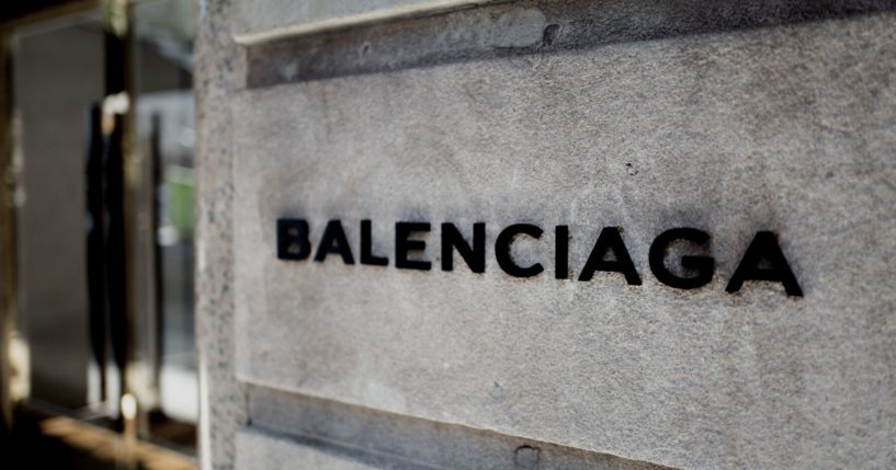 Signage is seen for the Balenciaga shoe boutique on Madison Avenue in New York City on Sept. 15, 2017.