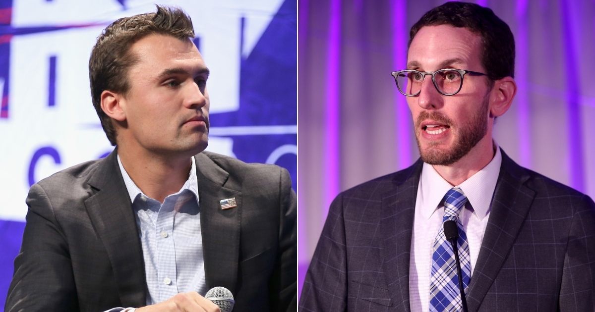 Democratic state Sen. Scott Wiener, right, accused Charlie Kirk, left, of threatening him. However, some Twitter users noticed something off about the threat.