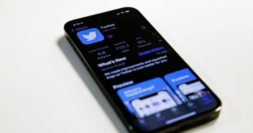 The Twitter app is seen in the App Store on an iPhone in Washington, D.C., on Monday.