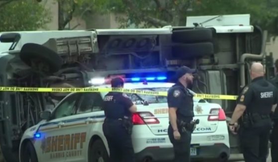 A church bus flipped over in Texas.