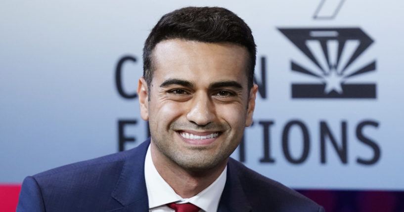 Abraham Hamadeh, a Republican candidate for Arizona attorney general, is seen prior to a debate against Democrat Kris Mayes on Sept. 28.