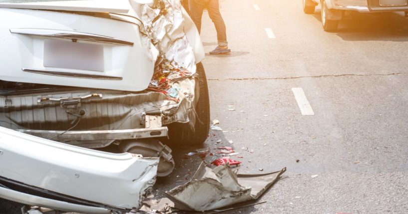 This stock photo depicts an automobile accident.