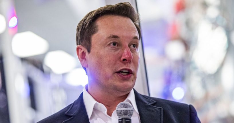 Elon Musk speaks during a news conference at SpaceX headquarters in Hawthorne, California, on Oct. 10, 2019.