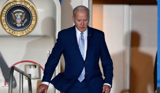 President Joe Biden disembarks upon landing at Felipe Angeles International Airport in Zumpango de Ocampo, north of Mexico City on Sunday.