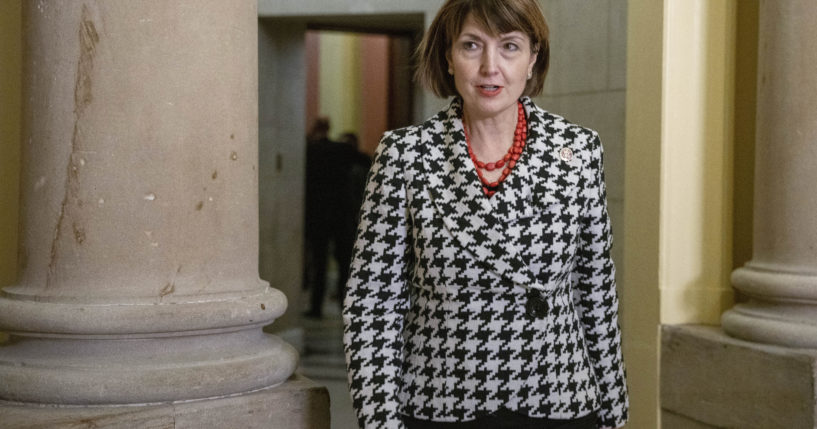 GOP Rep. Cathy McMorris Rodgers leaves the speaker of the house's office to walk to the House chamber on Friday to attend the 14th vote for speaker of the House, on Capitol Hill in Washington., D.C.