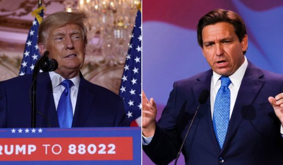 According to a new poll, former President Donald Trump, left, leads over Gov. Ron DeSantis, right, in a potential GOP match-up.