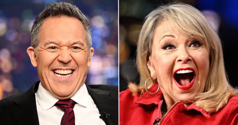 Greg Gutfeld, left, hosts "Gutfeld!" at Fox News Channel Studios on Tuesday in New York City. Roseanne Barr appears on "Gutfeld!" on Tuesday in New York City.