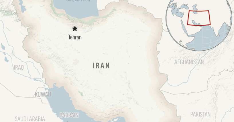 a locator map for Iran with its capital, Tehran