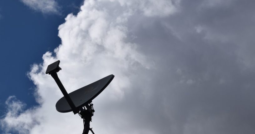 A satellite dish is seen in this stock image.