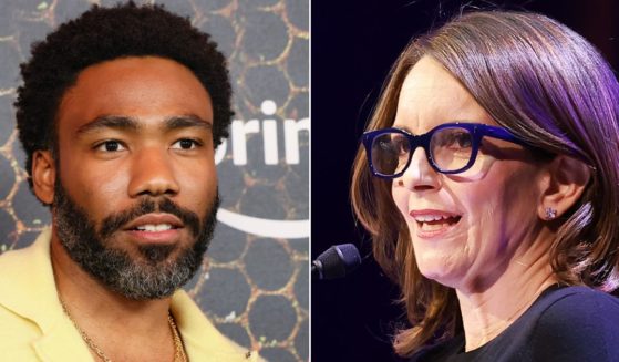 At left, Donald Glover attends the Los Angeles premiere of "Swarm" at Lighthouse Artspace LA on March 14. At right, Tina Fey speaks during the 60th annual PEN America Literary Awards at Town Hall in New York City on March 2.