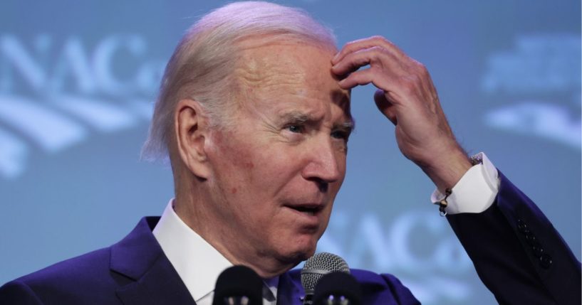 President Joe Biden speaks during the National Association of Counties legislative conference at the Washington Hilton Hotel in D.C. on Feb. 14.