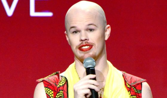 Sam Brinton speaks onstage during an LGBT event at the Beverly Hilton Hotel in Beverly Hills, California, on Dec. 3, 2018.