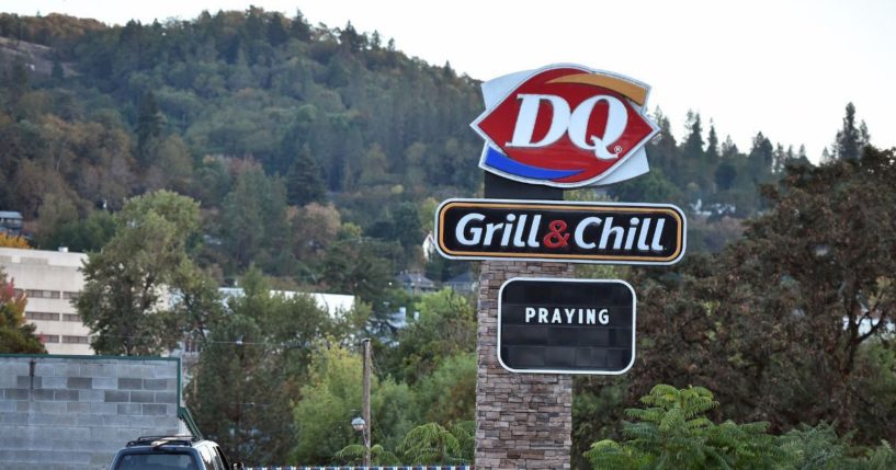 A Dairy Queen restaurant sign is seen in Roseburg, Oregon.