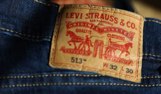 In this photo illustration, the back patch is displayed on a pair of Levi 513 jeans on April 6.