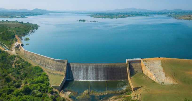 The Gayathri Reservoir, near Chitradurga, Karnataka, India, is pictured.