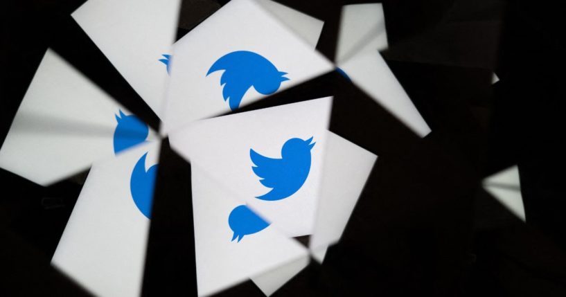 The Twitter logo is reflected by mirrors in Mulhouse, eastern France, on Tuesday.