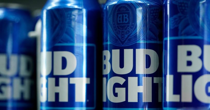 Cans of Bud Light beer are seen before a baseball game between the Philadelphia Phillies and the Seattle Mariners, Tuesday, April 25 in Philadelphia.