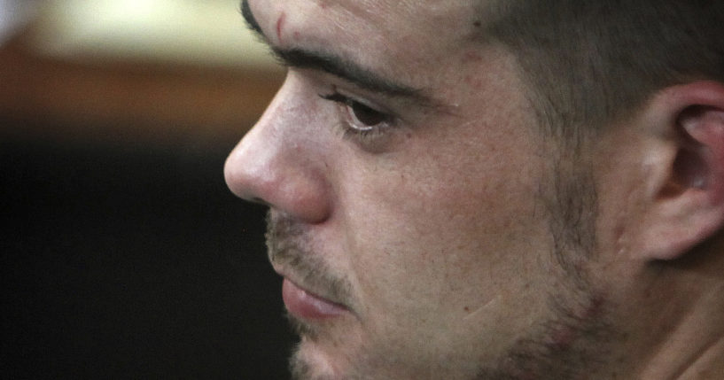 Joran van der Sloot sits in the courtroom before his sentencing at San Pedro prison in Lima, Peru, January 13, 2012.