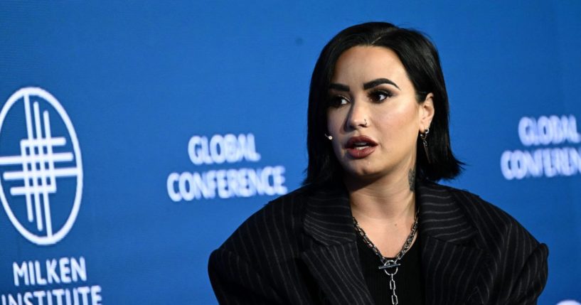 Demi Lovato speaks during the Milken Institute Global Conference in Beverly Hills, California, on May 3.