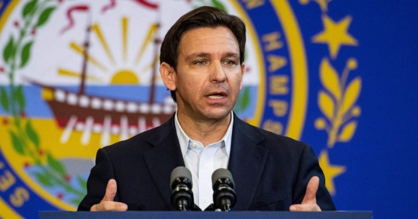 Florida Gov. Ron DeSantis, a 2024 Republican presidential candidate, speaks during a campaign stop at Manchester Community College in Manchester, New Hampshire, on Thursday.