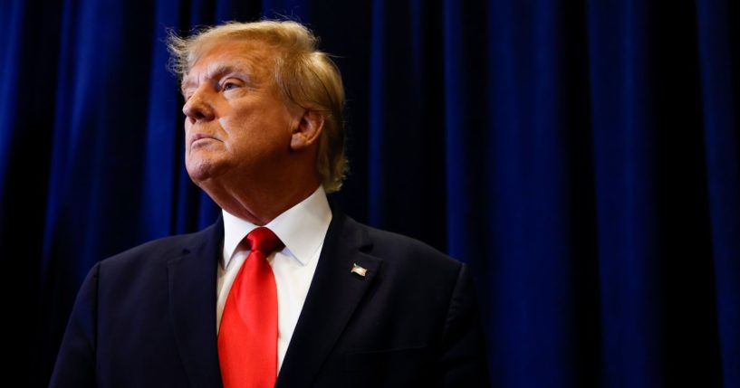 Former President Donald Trump looks on before his speech at the annual Conservative Political Action Conference at the Gaylord National Resort & Convention Center in National Harbor, Maryland, on March 4.