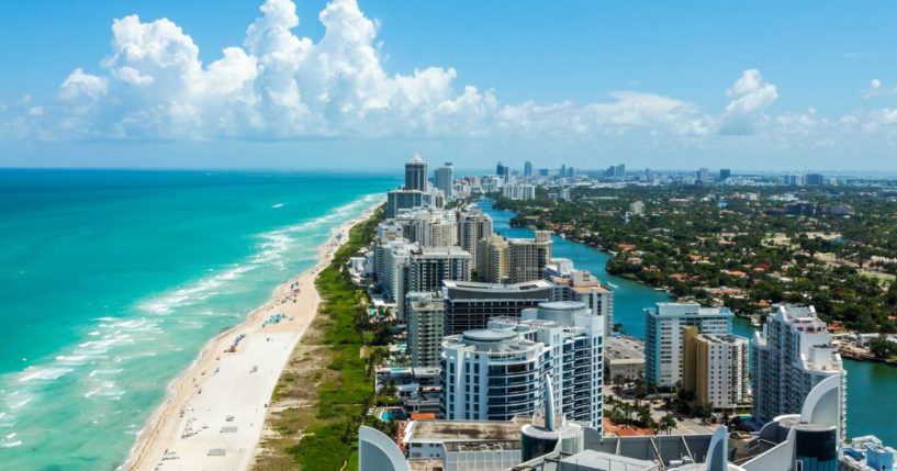 South Beach, Miami, is photographed from above.